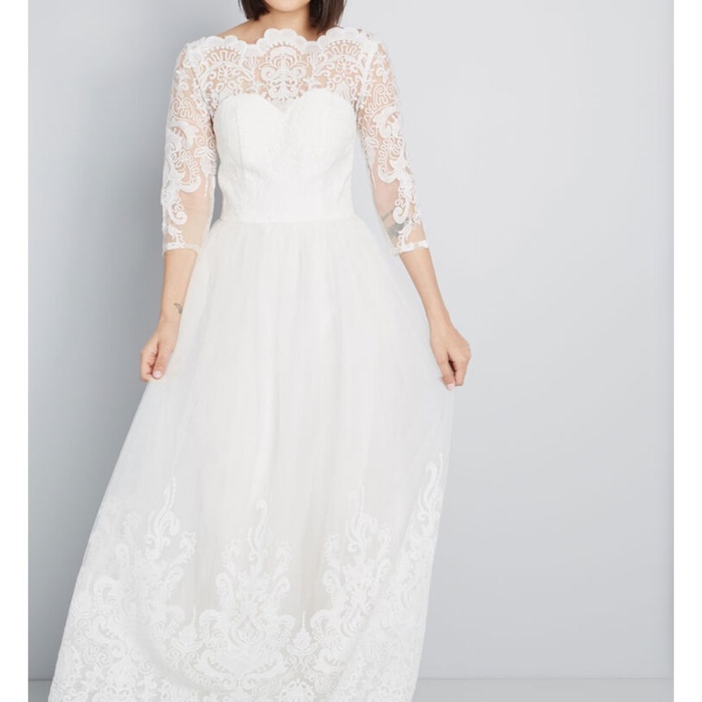 NWT! ModCloth white sophisticated ceremony dress